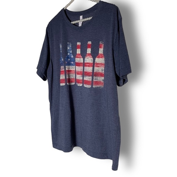 BOOTLEGGERS Homemade Wine Women’s Short Sleeve USA flag Wine Bottle T-shirt XL - Picture 2 of 10